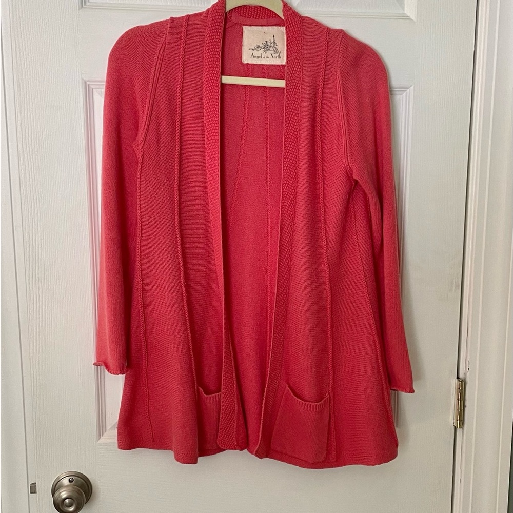 Anthropologie Angel of the North Open Cardigan in Salmon Pink. Size S
